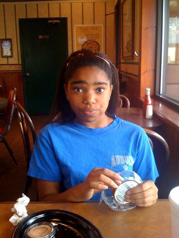 My niece killing that cookie.