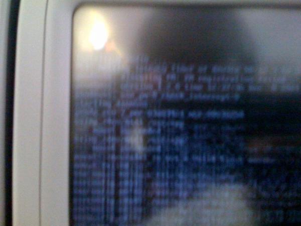 Delta TV system booting up in Linux. Making this plane totally crash proof. Sorry pic came out blurry, IPhone