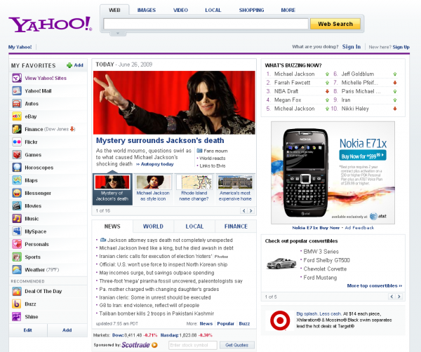 I just got the new Yahoo Home Page... I'm probably the last to get it. Still pretty cool.. GOOOOOO YAHOO!