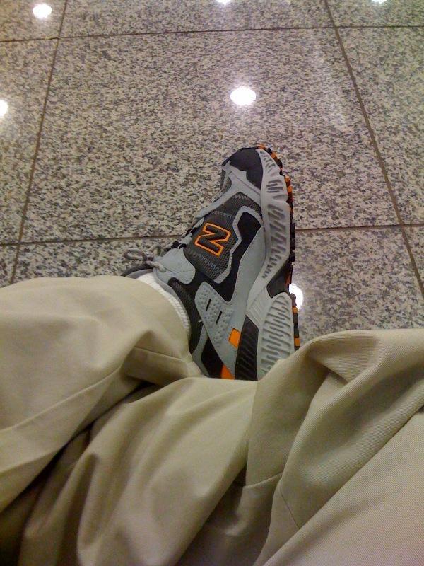 This is a picture of me and my new shoes. We both had been waiting for more then 3hrs for our luggage to come in.